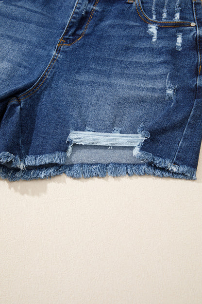 Distressed Frayed Hem Denim Shorts – Casual Everyday Boutique Shorts