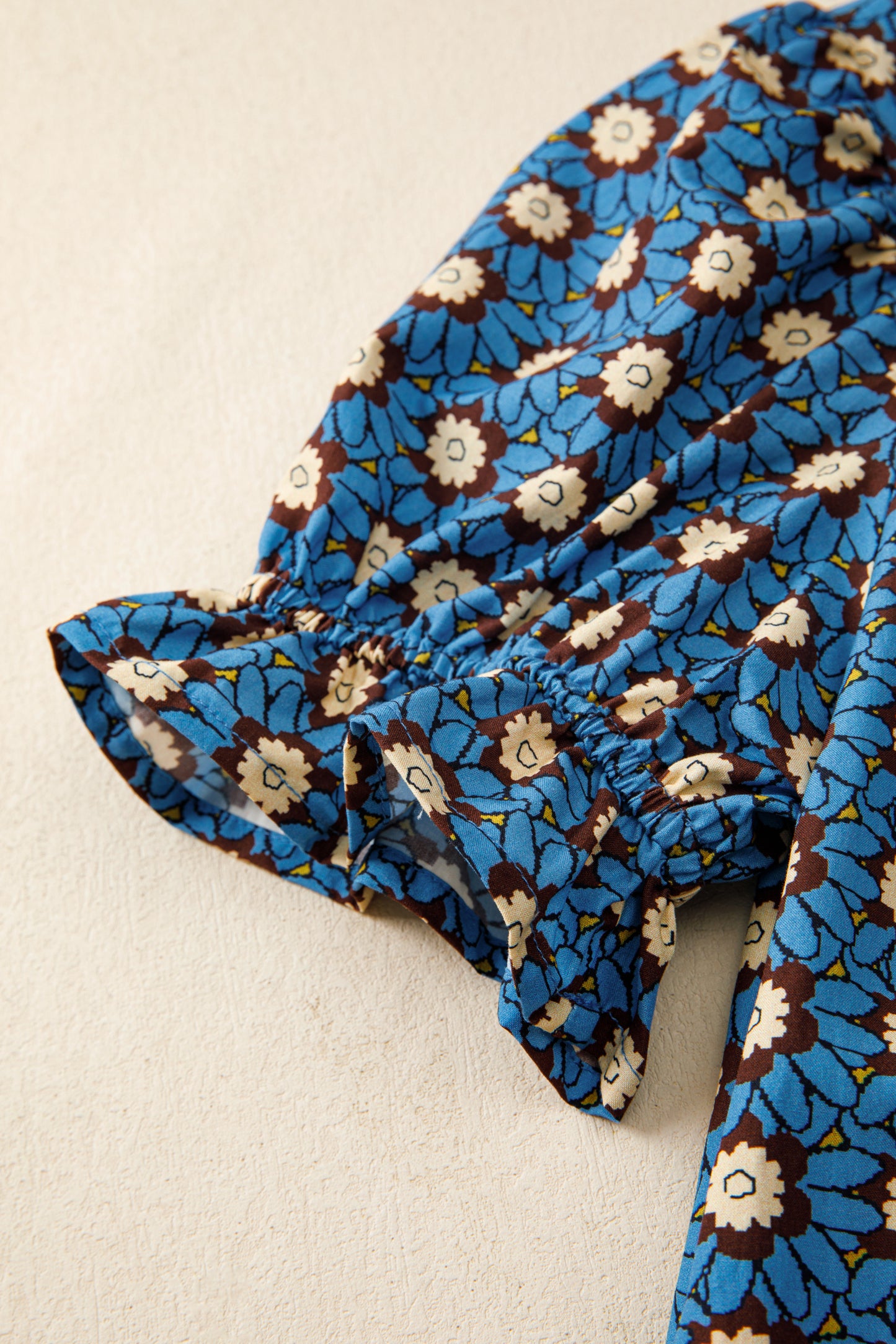 Sky Blue Floral Puff Sleeve Blouse – Casual Everyday Top