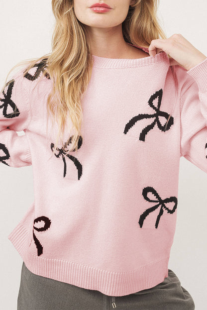 Light Pink Bow Knit Sweater