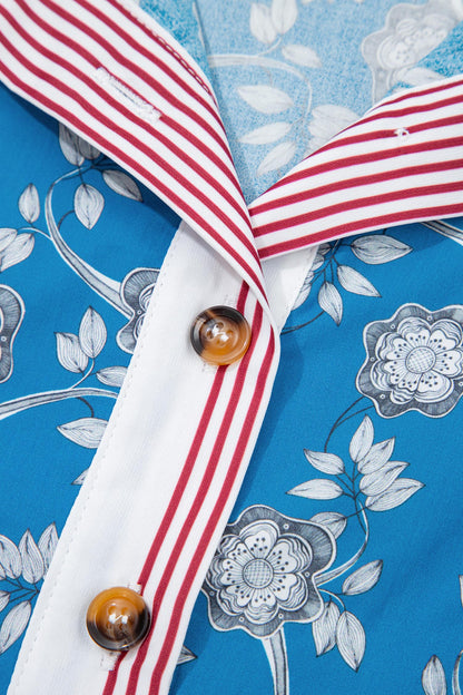 Floral Collared Puff Sleeve Blouse – Vintage Inspired Everyday Top