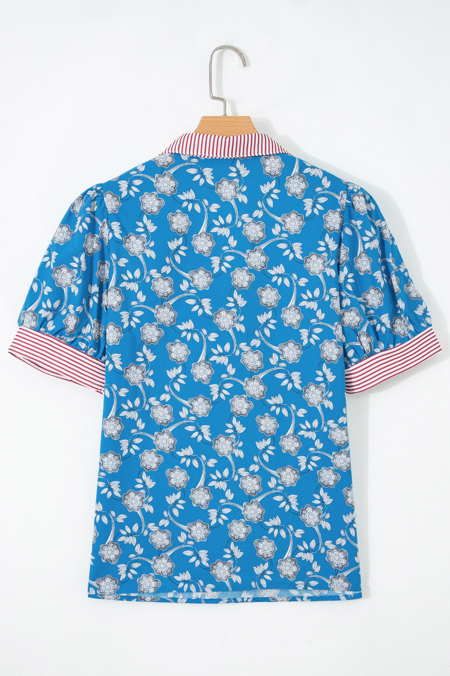 Floral Collared Puff Sleeve Blouse – Vintage Inspired Everyday Top