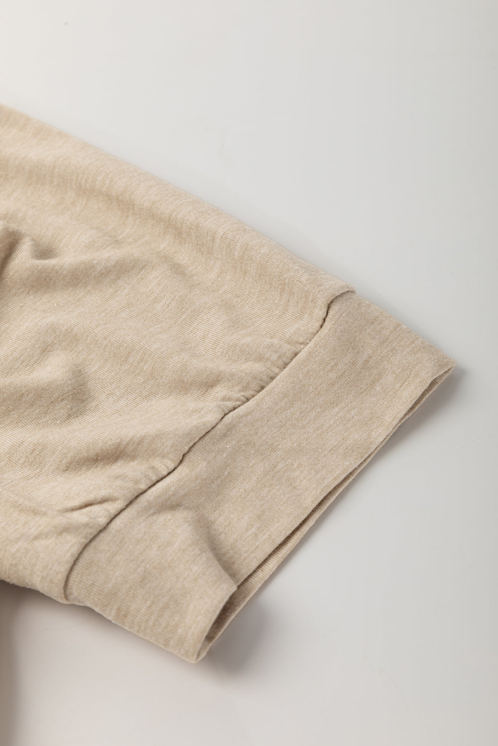 Parchment Ruched Puff Sleeve Round Neck Tee