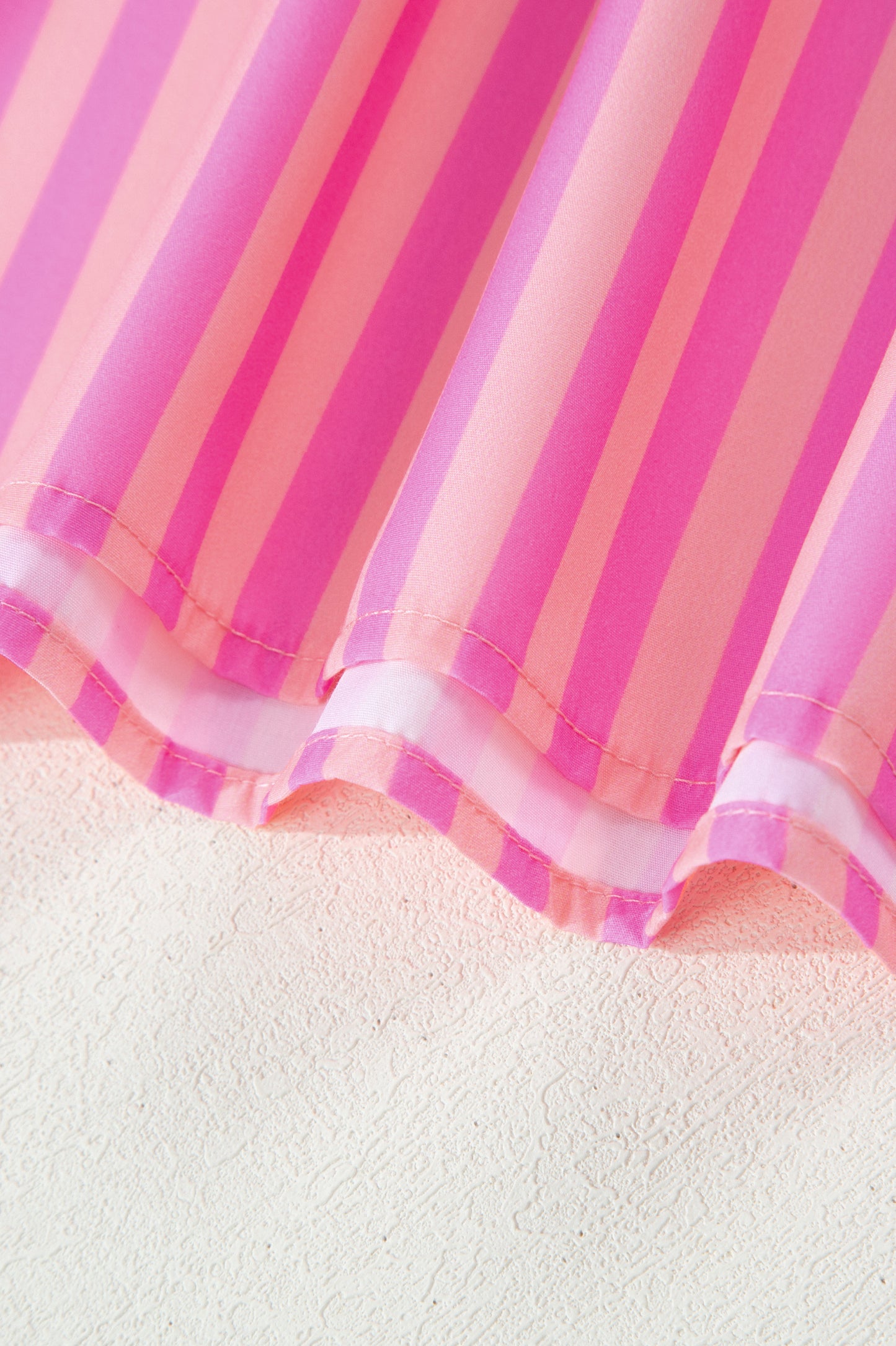 Bright Pink Striped Ruffle Sleeve Blouse – Casual Summer Top