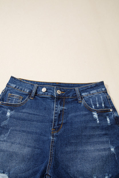 Distressed Frayed Hem Denim Shorts – Casual Everyday Boutique Shorts