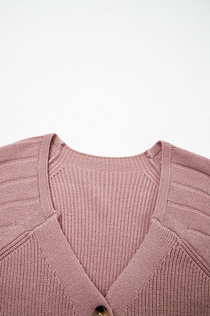 Ribbed Button Knit Cardigan