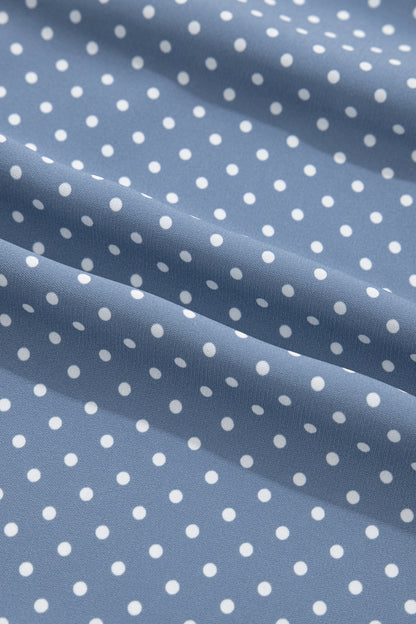 Polka Dot Button Front Blouse – Short Sleeve Collared Top