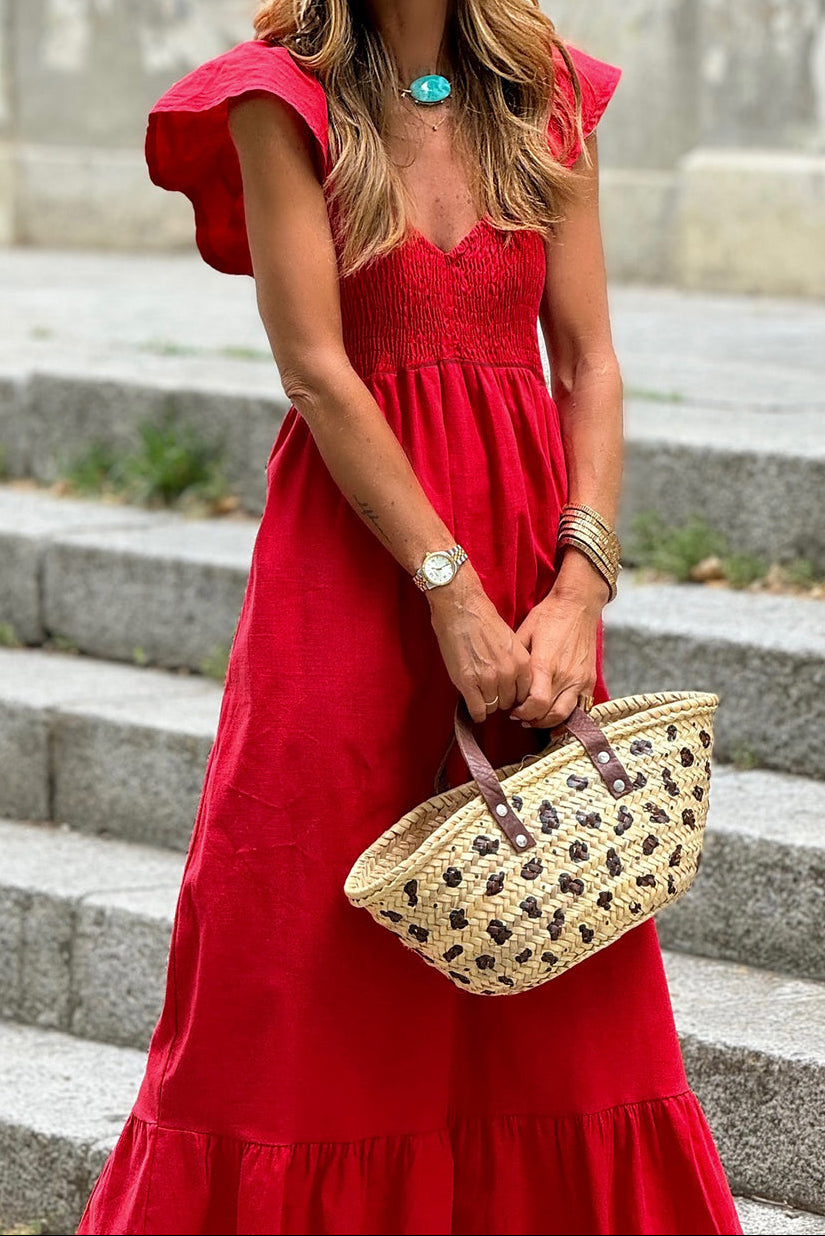 Stella Smocked Flutter Sleeve Maxi Dress