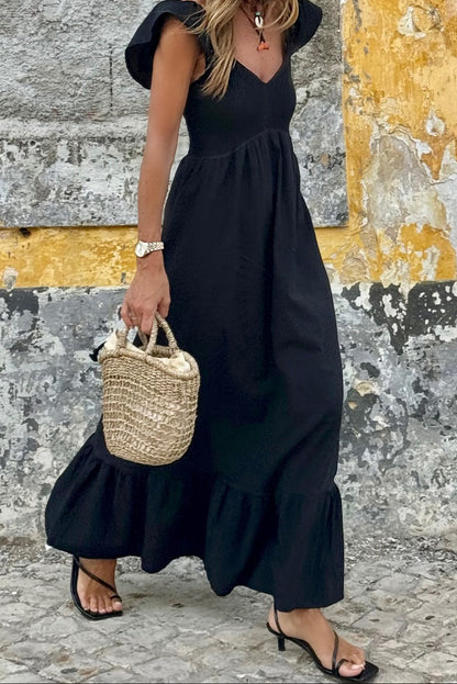 Stella Smocked Flutter Sleeve Maxi Dress