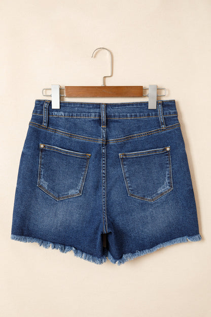 Distressed Frayed Hem Denim Shorts – Casual Everyday Boutique Shorts