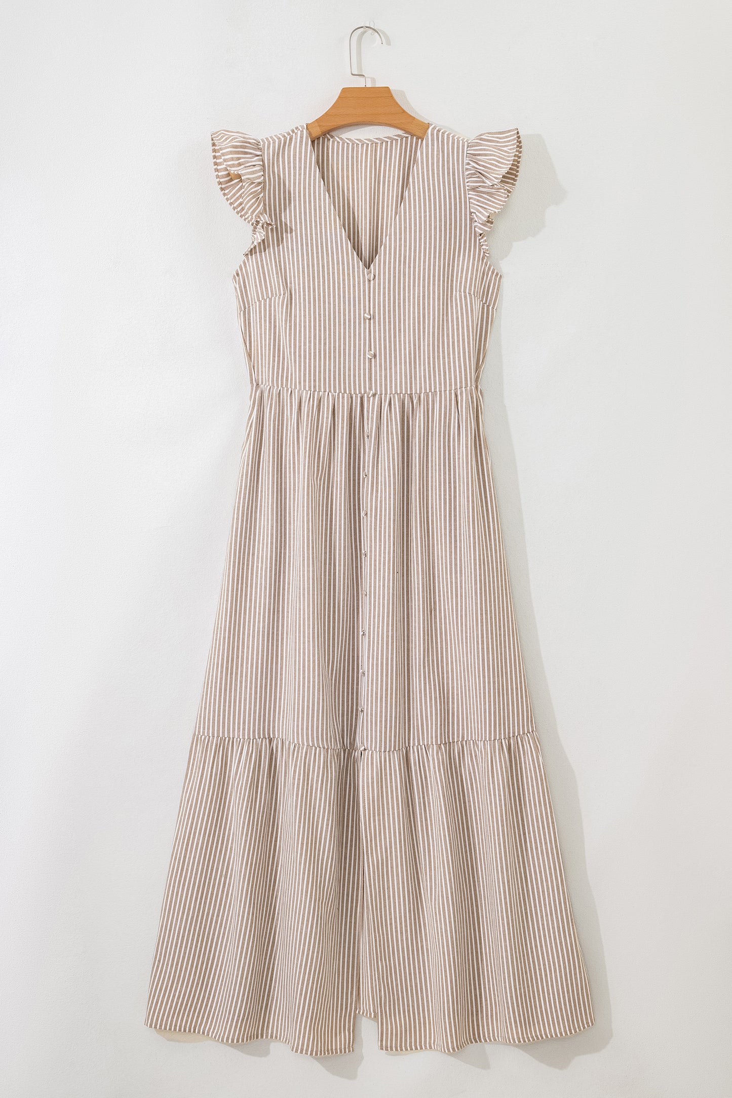Amalfi Beige Stripe Button Front Maxi Dress