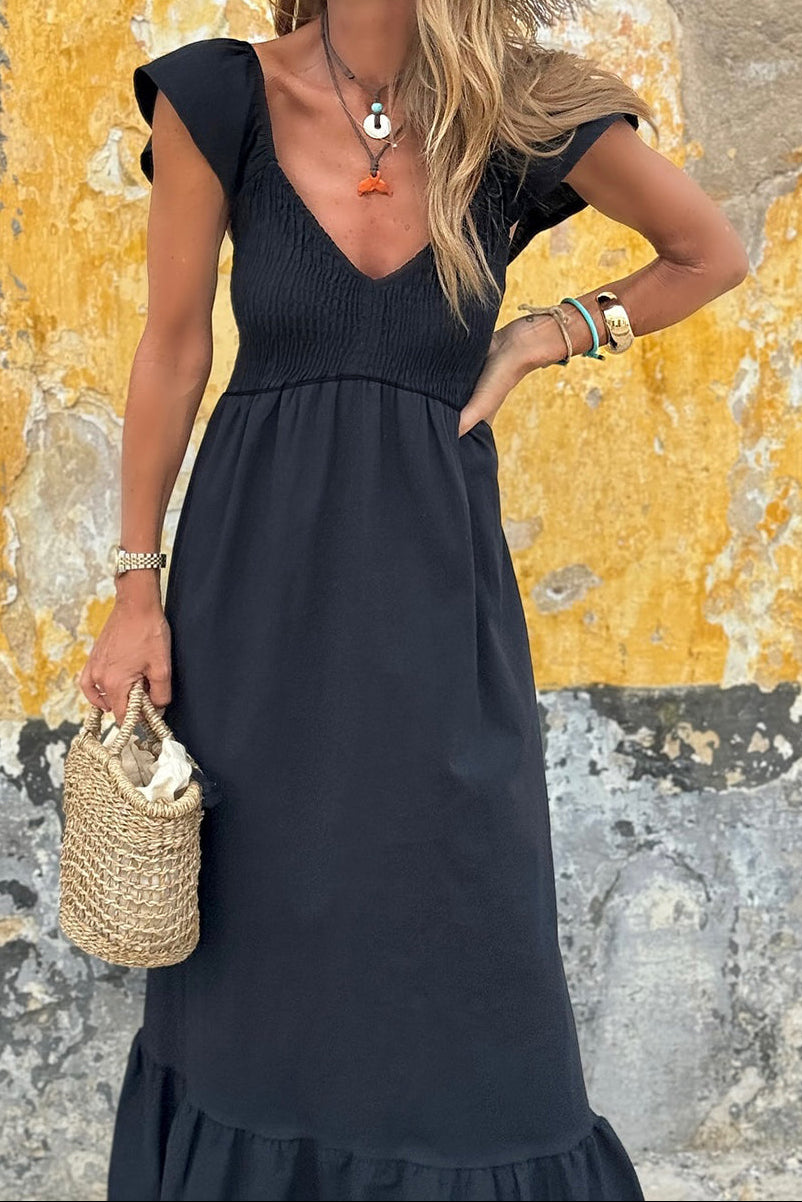 Stella Smocked Flutter Sleeve Maxi Dress