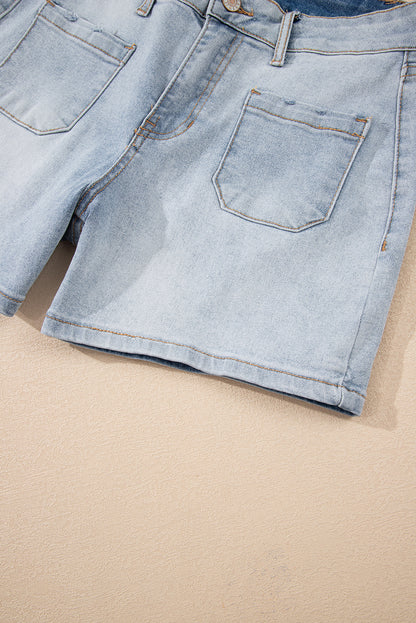 Patch Pocket High Rise Denim Shorts – Casual Everyday Summer Bottoms