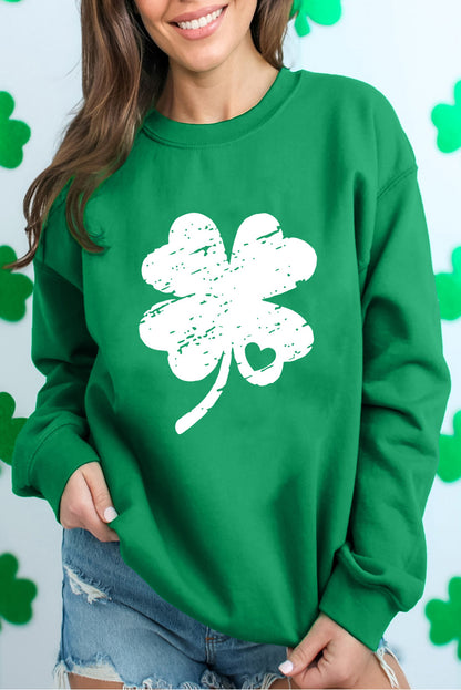 Lucky Clover Graphic Sweatshirt – Dark Green St. Patrick’s Day Edition