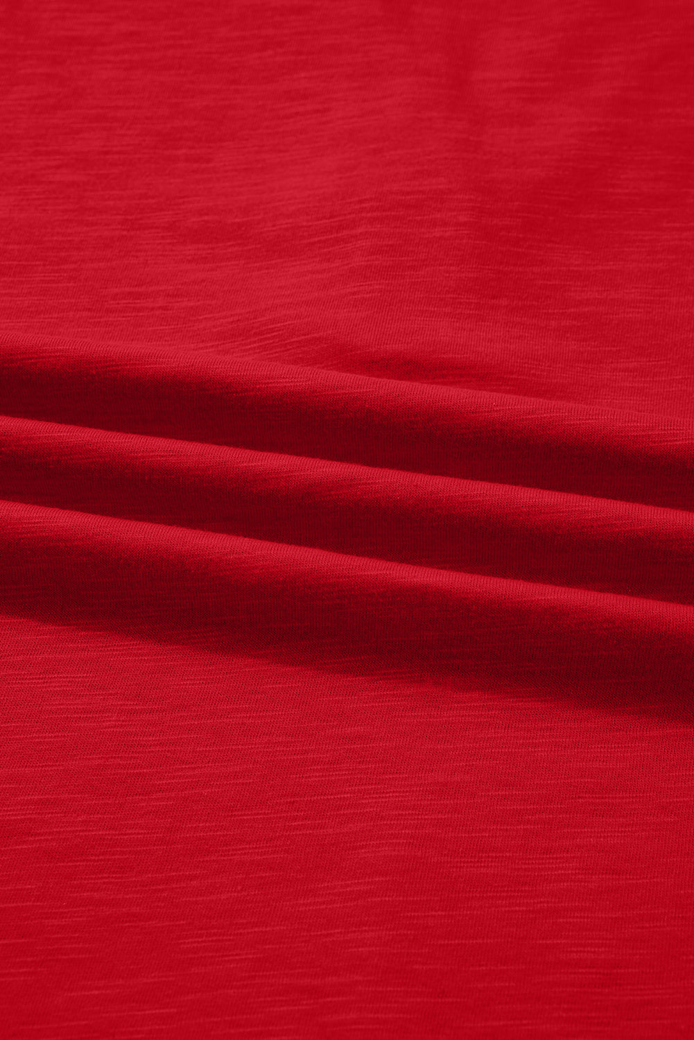 Crimson Red split neck button detail long sleeve top with gathered cuff sleeves