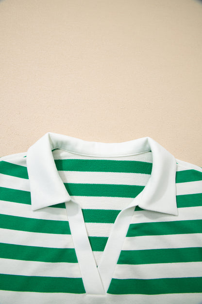 Striped Flutter Sleeve Collared Blouse – Casual Everyday Boutique Top