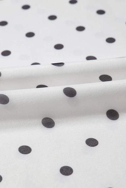White Polka Dot Smocked Ruffle Strap Maxi Dress