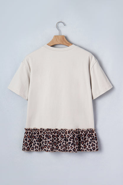 Cowgirl Graphic Peplum Top – Western Leopard Ruffle Everyday Tee