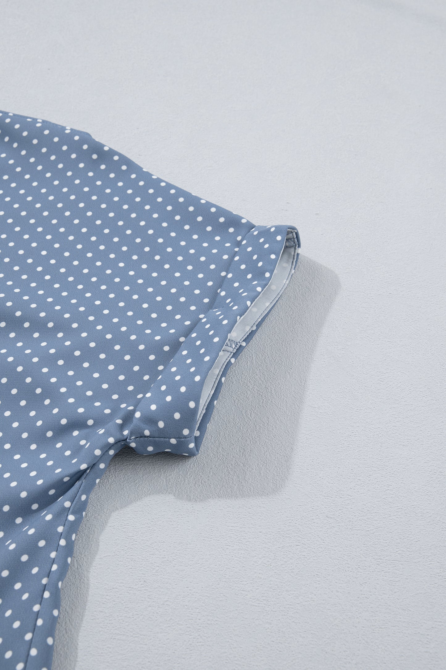 Polka Dot Button Front Blouse – Short Sleeve Collared Top