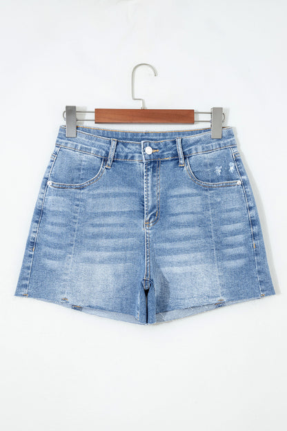 Raw Hem Denim Shorts – Casual High Rise Everyday Summer Bottoms