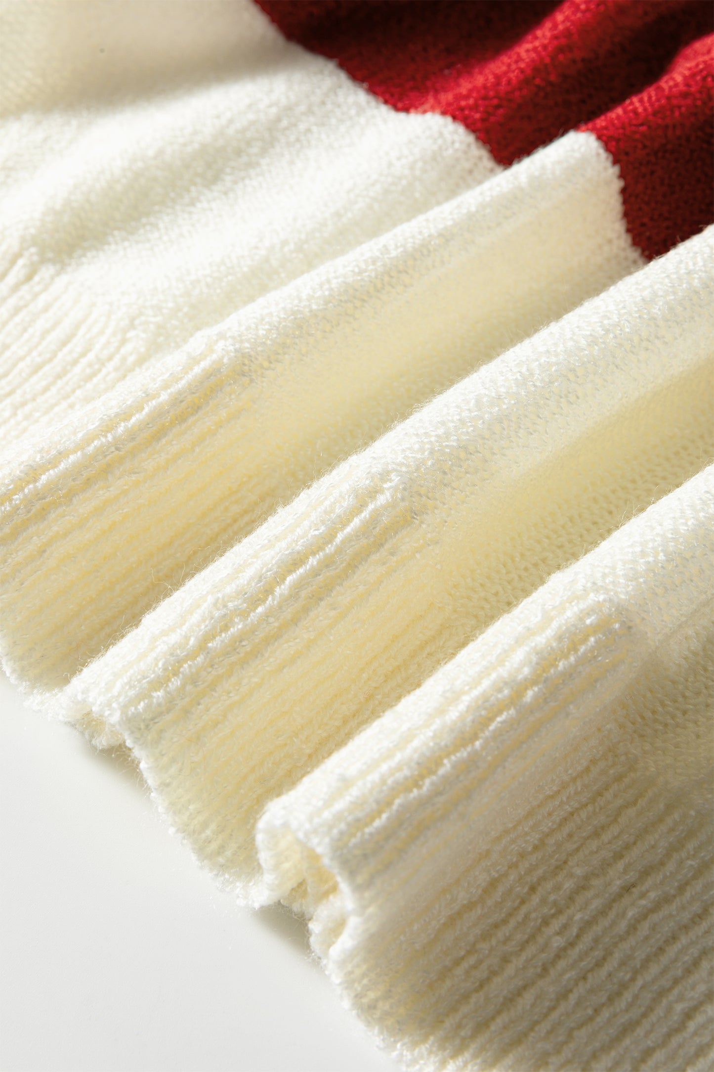 Red Stripe Cozy Color Block Bubble Sleeve Sweater