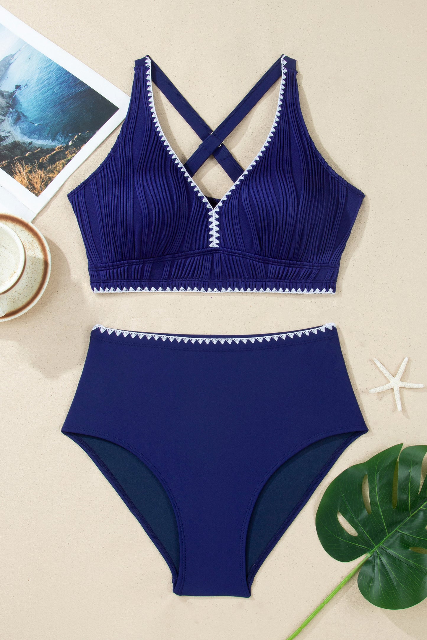 High-Waisted Ribbed Bikini Set – Flattering Fit Swimwear