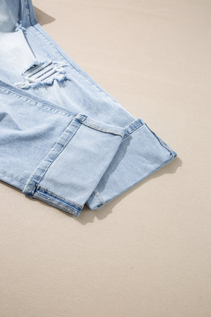 Beau Blue Distressed Straight Leg Jeans 
