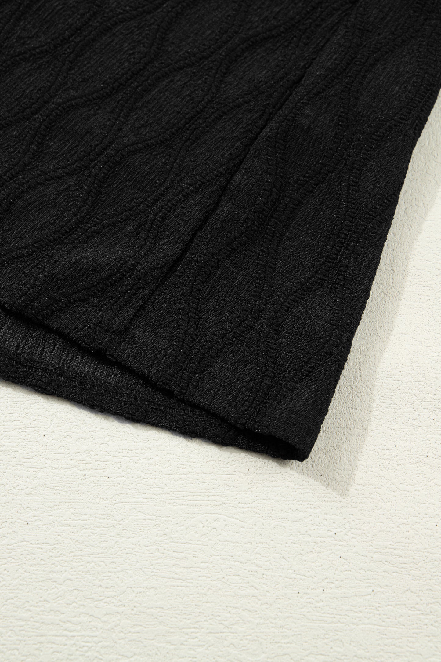 Textured Notched Neck Puff Sleeve Blouse