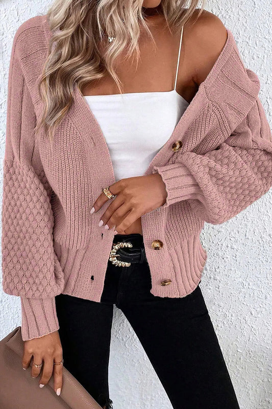 Ribbed Button Knit Cardigan
