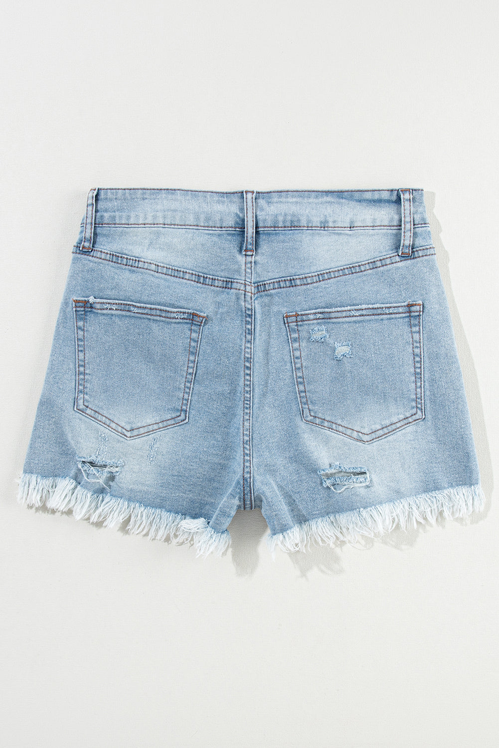 Distressed Frayed Hem Denim Shorts – High Rise Casual Summer Bottoms