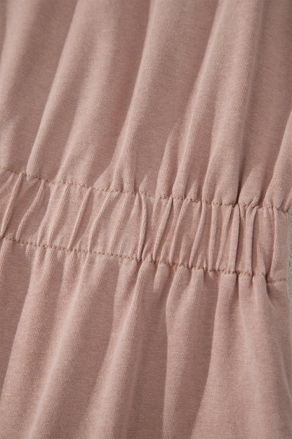 Dusty Taupe Sleeveless Elastic Waist Mini Dress – Casual Pocket Dress