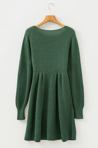 Mist Green Lantern Sleeve Empire Waist Sweater Dress