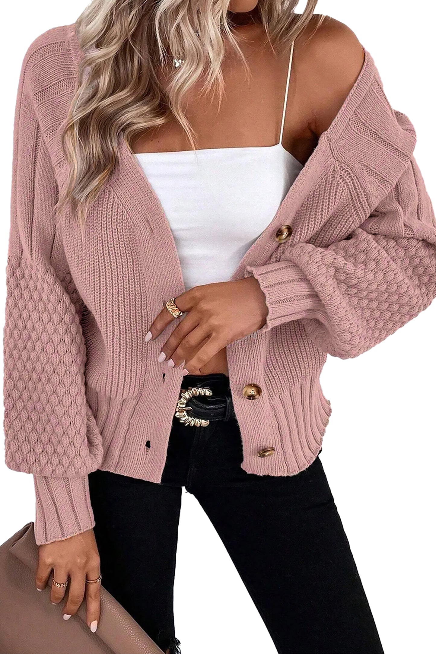 Ribbed Button Knit Cardigan