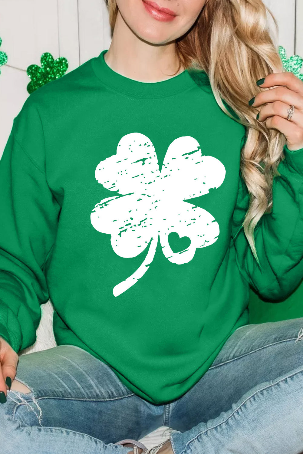 Lucky Clover Graphic Sweatshirt – Dark Green St. Patrick’s Day Edition