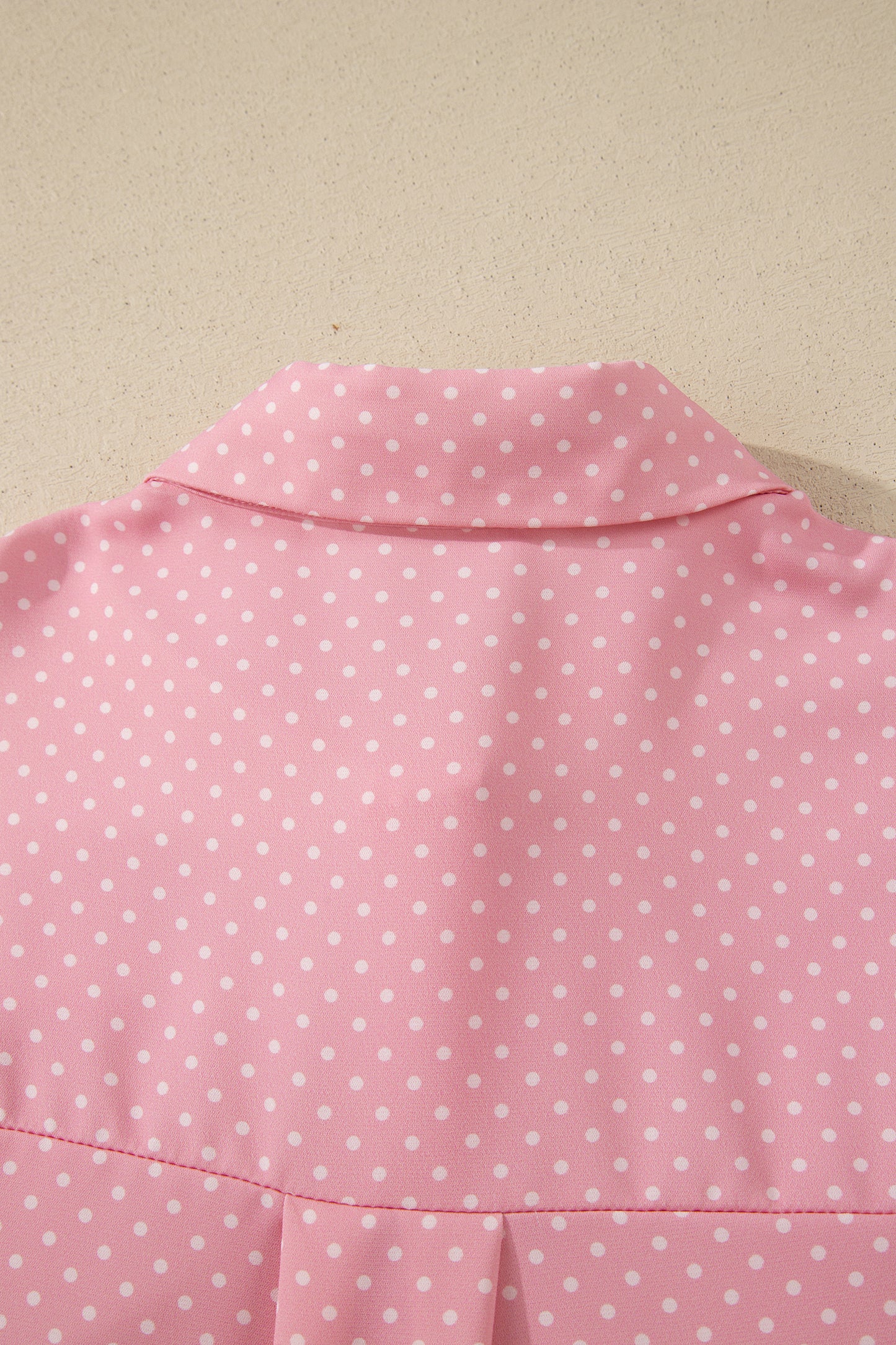 Polka Dot Button Front Blouse – Short Sleeve Collared Top