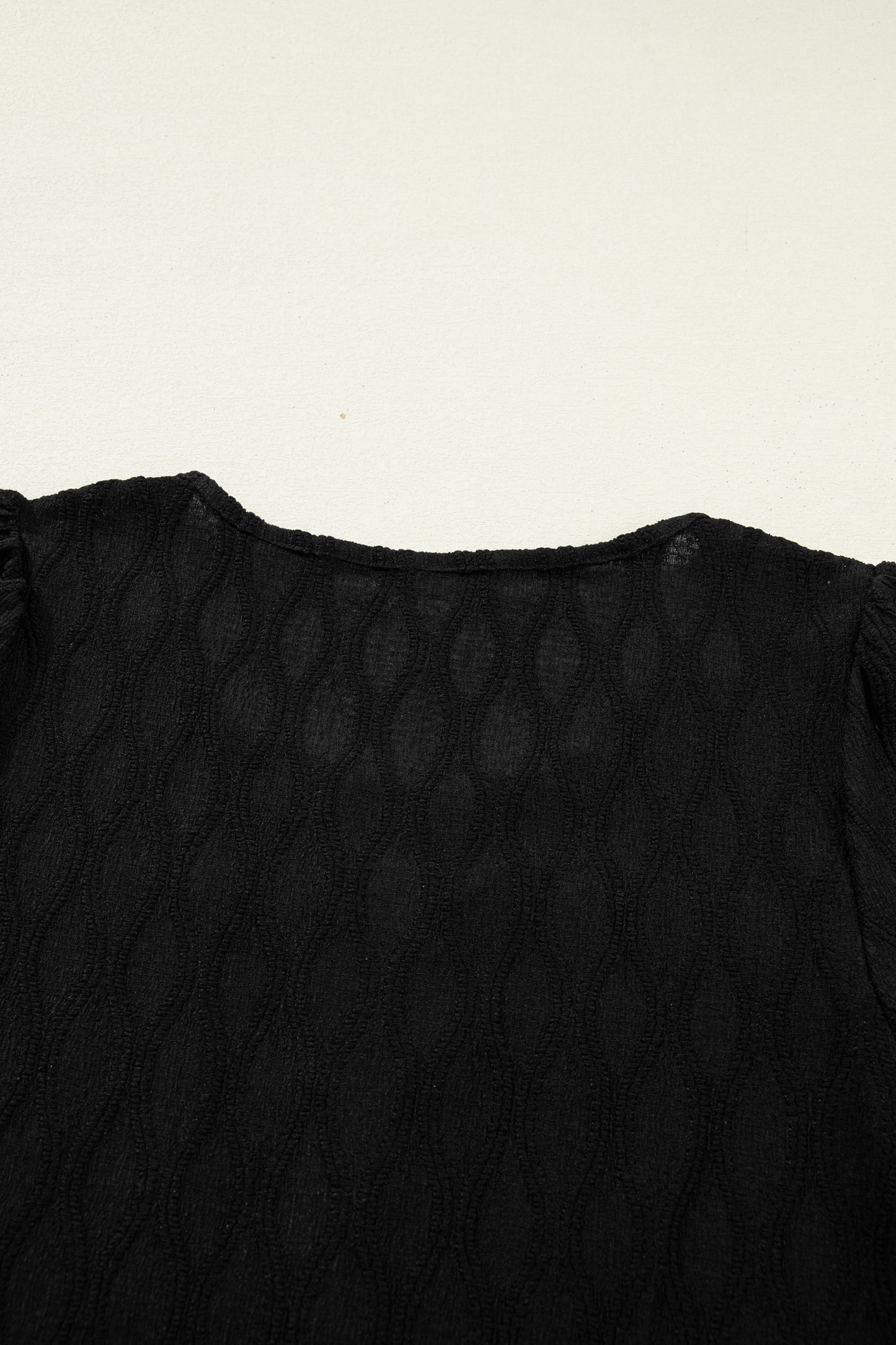 Textured Notched Neck Puff Sleeve Blouse